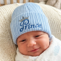 KW101: Baby Embroidered Prince Knitted Hat (Newborn -3 Months)